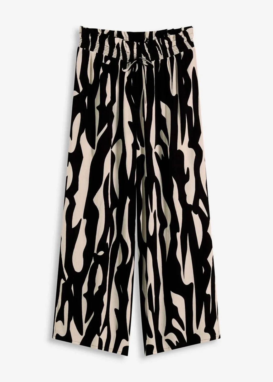 bonprix Hosen^Strandhose aus fließender Viskose schwarz/wollweiß graphisch