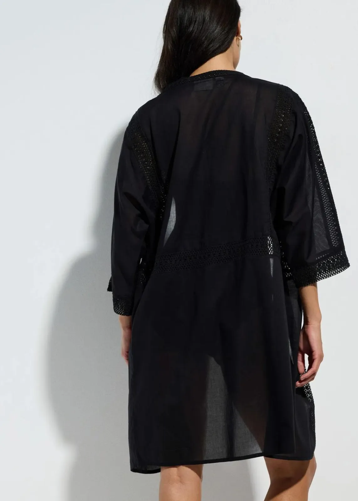 bonprix Strandmode|Bademode·Strandmode^Strandkimono mit Spitze schwarz