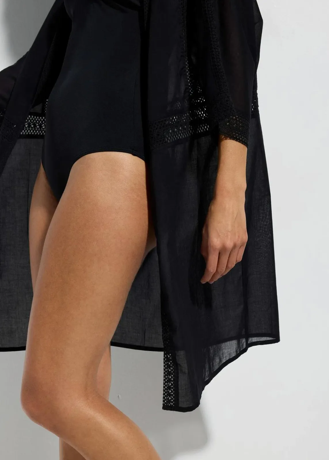 bonprix Strandmode|Bademode·Strandmode^Strandkimono mit Spitze schwarz