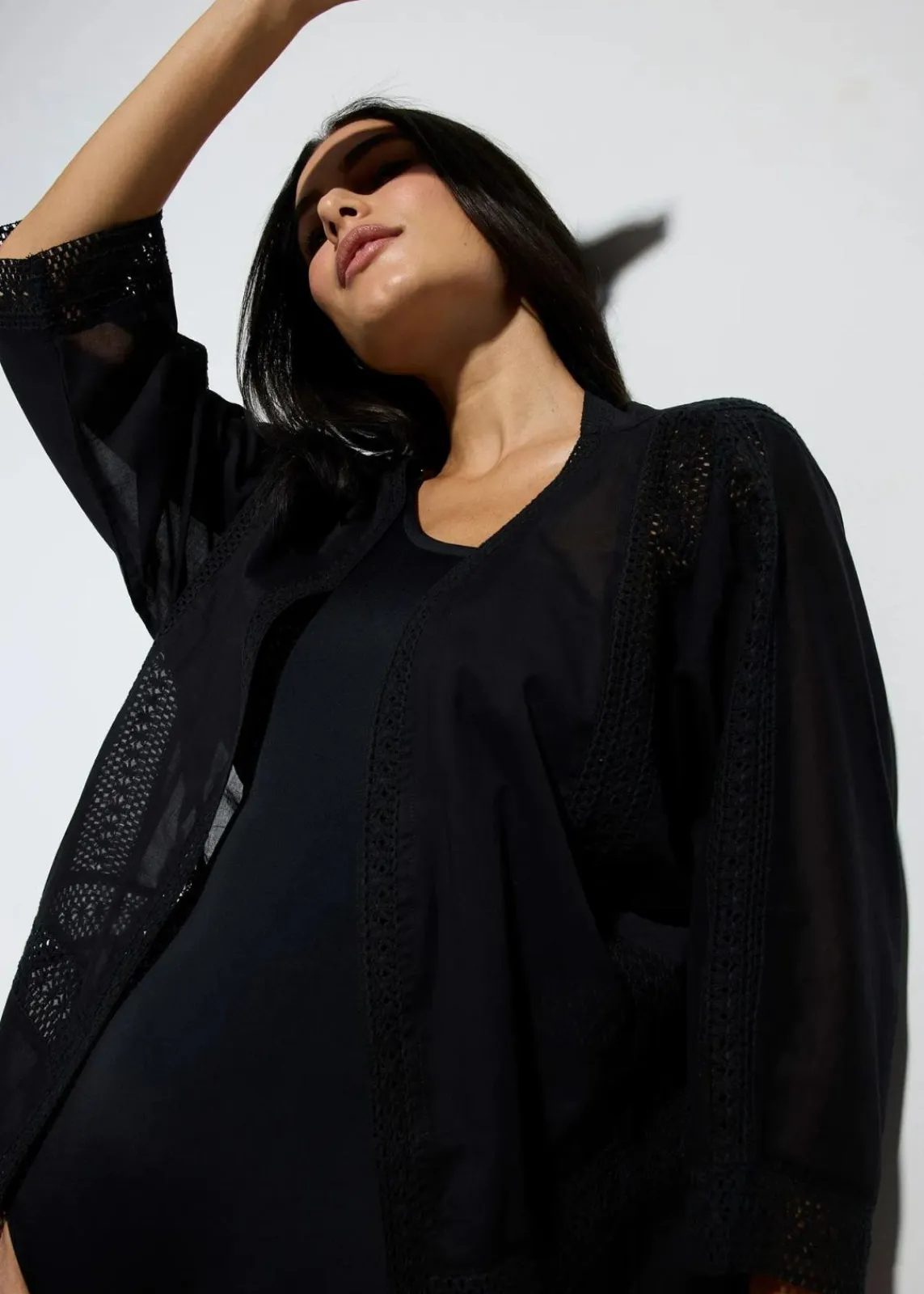 bonprix Strandmode|Bademode·Strandmode^Strandkimono mit Spitze schwarz