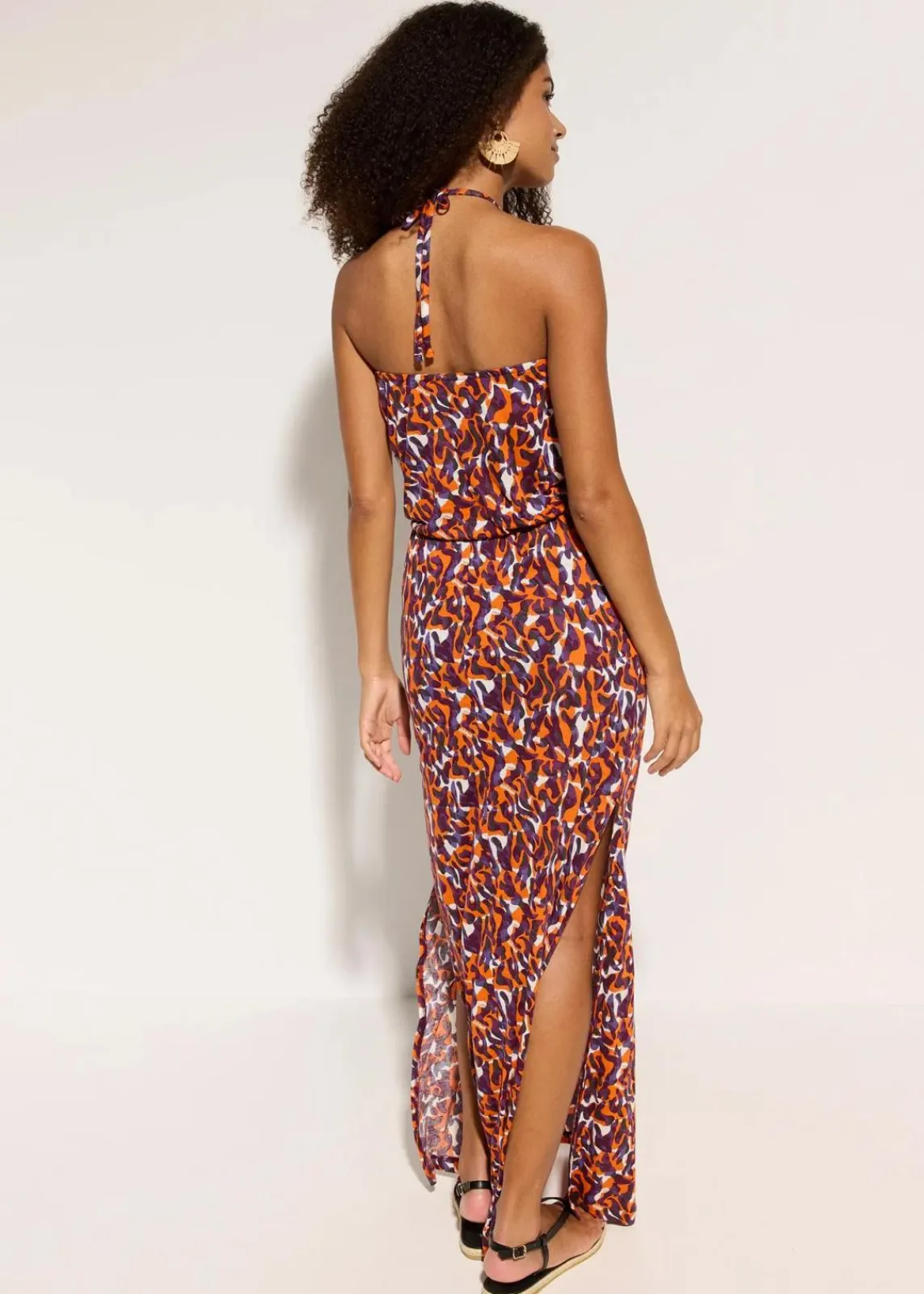 bonprix Strandmode|Bademode·Strandmode^Strandkleid aus fließender Viskose lila/hellbraun leo bedruckt
