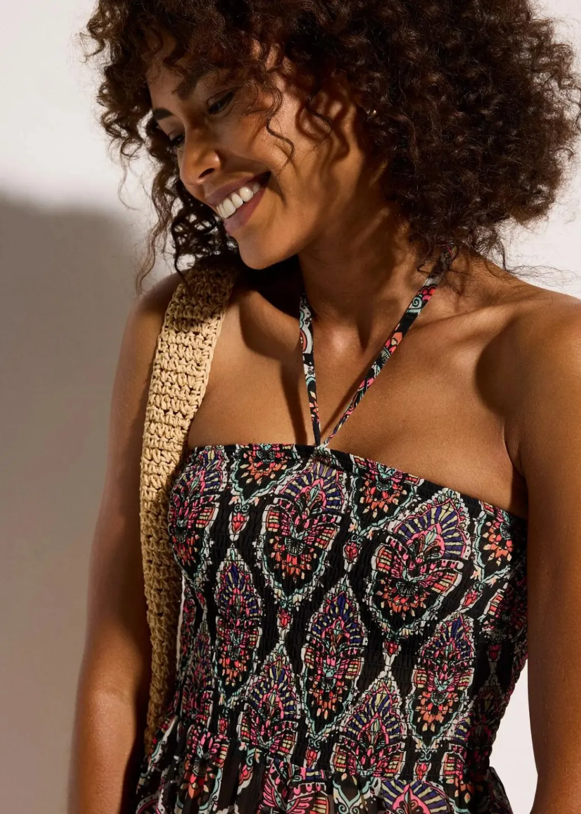 bonprix Strandmode|Bademode·Strandmode^Strandkleid aus leichtem Chiffon schwarz/bunt graphisch