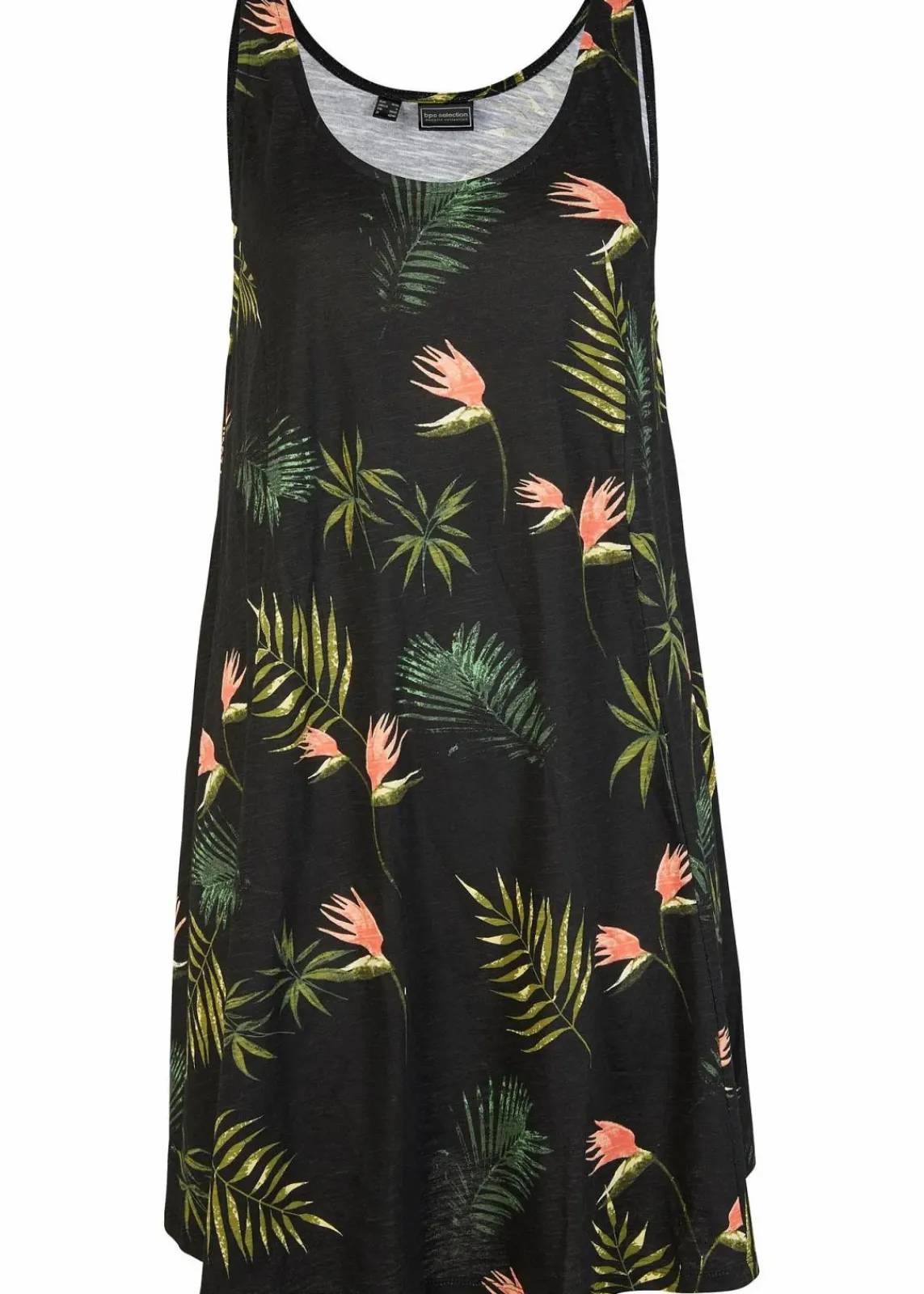 bonprix Strandmode|Bademode·Strandmode^Strandkleid aus reiner Bio-Baumwolle schwarz/grün floral