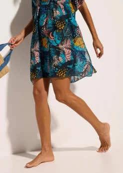 bonprix Strandmode|Bademode·Strandmode^Strandtunika aus leichtem Chiffon blau/gelb floral