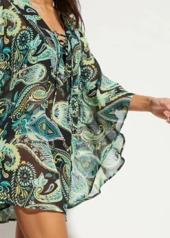 bonprix Strandmode|Bademode·Strandmode^Strandtunika aus leichtem Chiffon schwarz/grün paisley