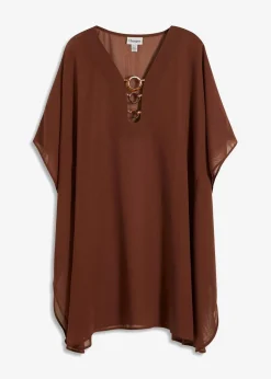 bonprix Nachhaltigere Materialien|Kleider^Strandtunika aus leichtem Chiffon rauchbraun