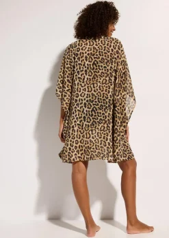 bonprix Strandmode|Bademode·Strandmode^Strandtunika aus leichtem Chiffon graubeige leo bedruckt