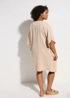bonprix Kleider|Bekleidung·Pullover & Strickjacken^Strandtunika aus luftigem Musselin kreidebeige
