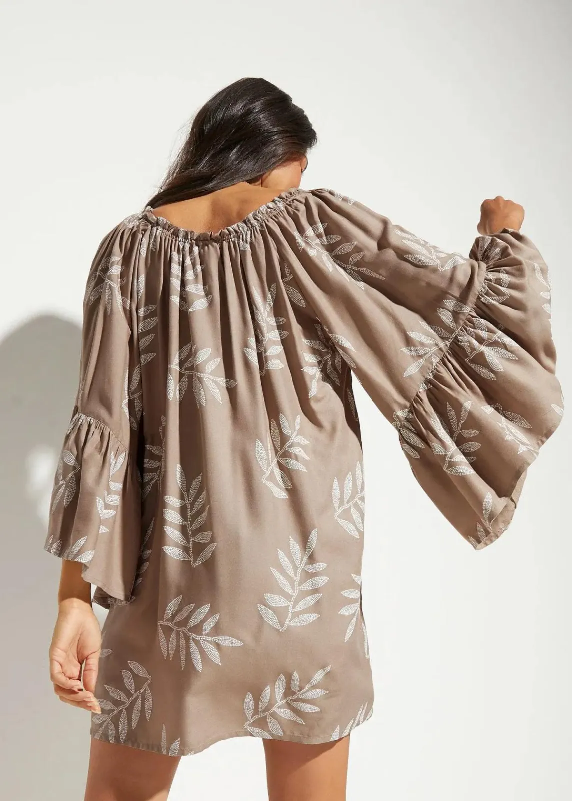 bonprix Strandmode|Bademode·Strandmode^Strandtunika aus softer Viskose taupe/wollweiß floral