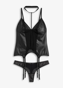 bonprix Wäsche·Corsagen & Negligés|Wäsche·Dessous^Strapstop + String (2-tlg.Set) schwarz