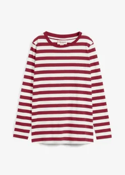 bonprix Shirts & Tops|Basics^Streifenshirt aus reiner Bio-Baumwolle pflaumenrot/wollweiß gestreift