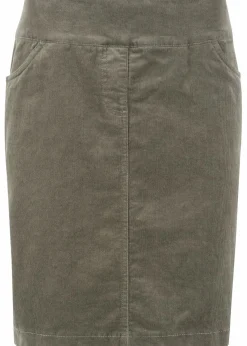 bonprix Röcke|Bekleidung·Sportbekleidung^Stretch Baumwoll-Cordrock mit Bequembund dunkeloliv