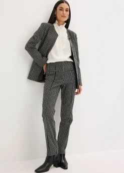 bonprix Blazer|Bekleidung·Basics^Stretch Blazer aus Bengalin schwarz/wollweiß kariert