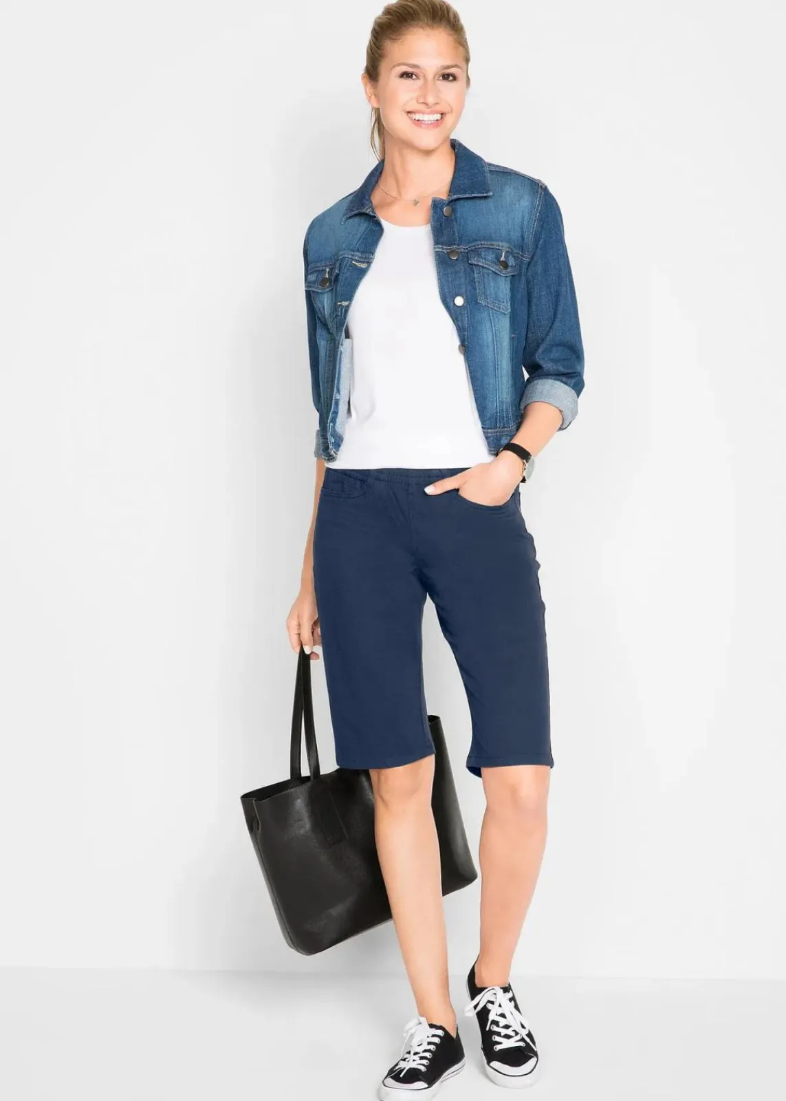 bonprix Shorts|Bekleidung·Outdoorbekleidung^Stretch-Bermuda (2er Pack) dunkelblau + hellblau denim