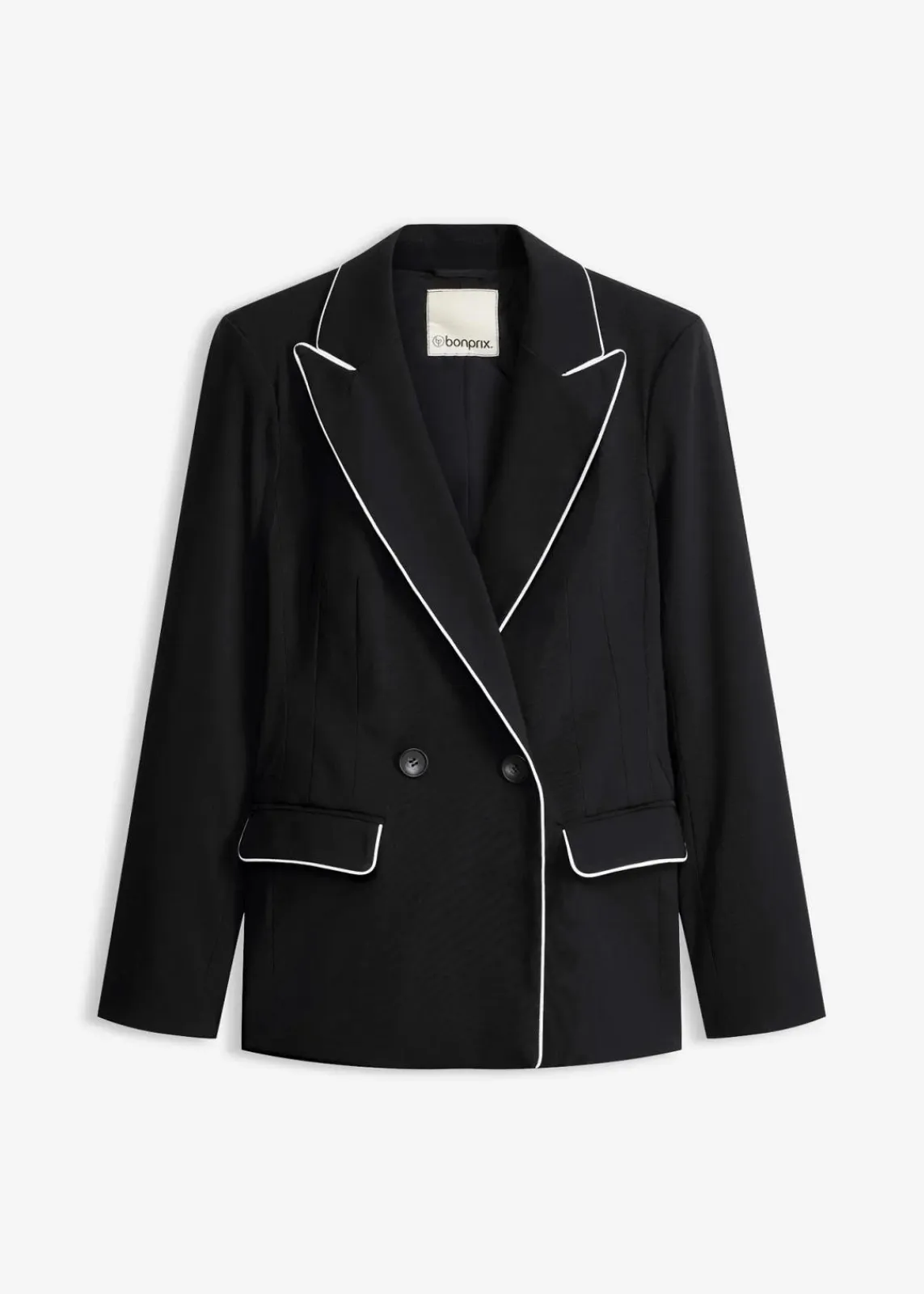bonprix Bekleidung·Basics|Blazer^Stretch-Blazer aus Bengalin schwarz/wollweiß