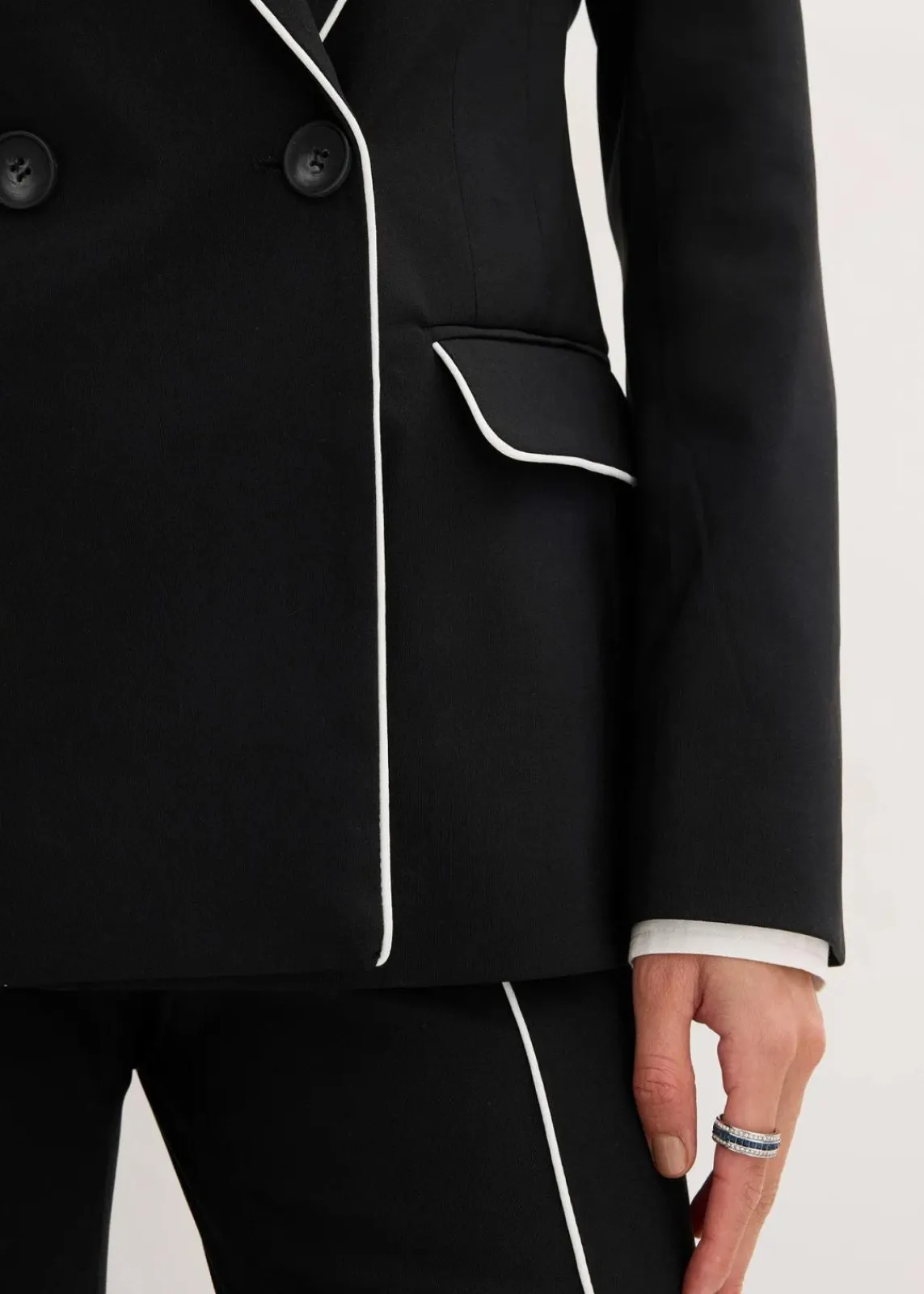 bonprix Bekleidung·Basics|Blazer^Stretch-Blazer aus Bengalin schwarz/wollweiß