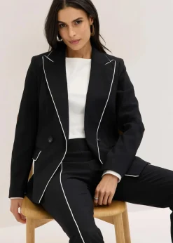 bonprix Bekleidung·Basics|Blazer^Stretch-Blazer aus Bengalin schwarz/wollweiß