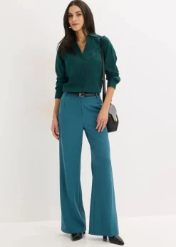 bonprix Bekleidung·Jacken & Mäntel|Blusen & Tuniken^Stretch-Bluse tiefgrün