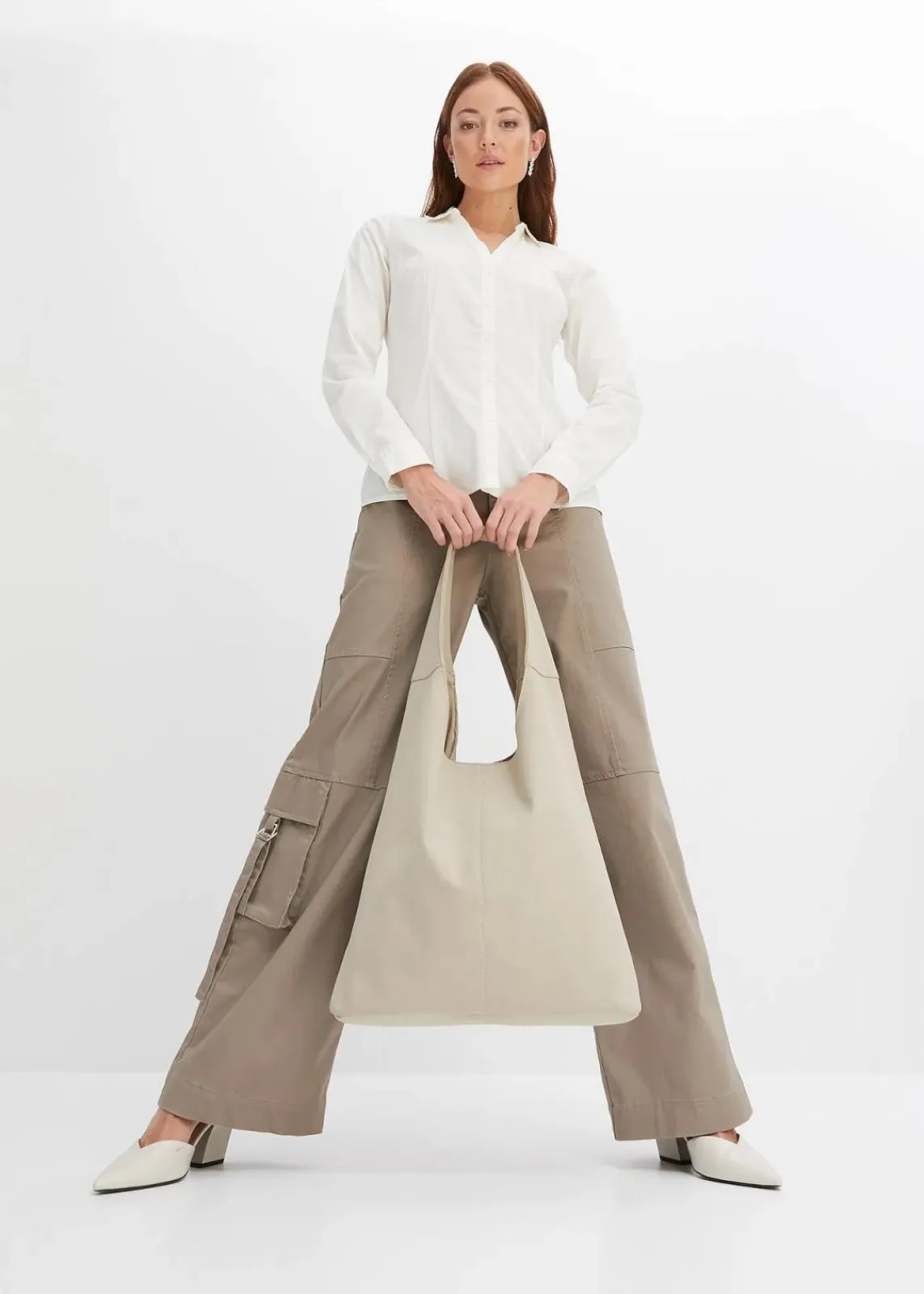 bonprix Blusen & Tuniken|Bekleidung·Jacken & Mäntel^Stretch-Bluse wollweiß