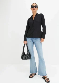 bonprix Blusen & Tuniken|Bekleidung·Jacken & Mäntel^Stretch-Bluse schwarz