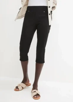 bonprix Hosen^Stretchcapri mit Schlupfbund schwarz