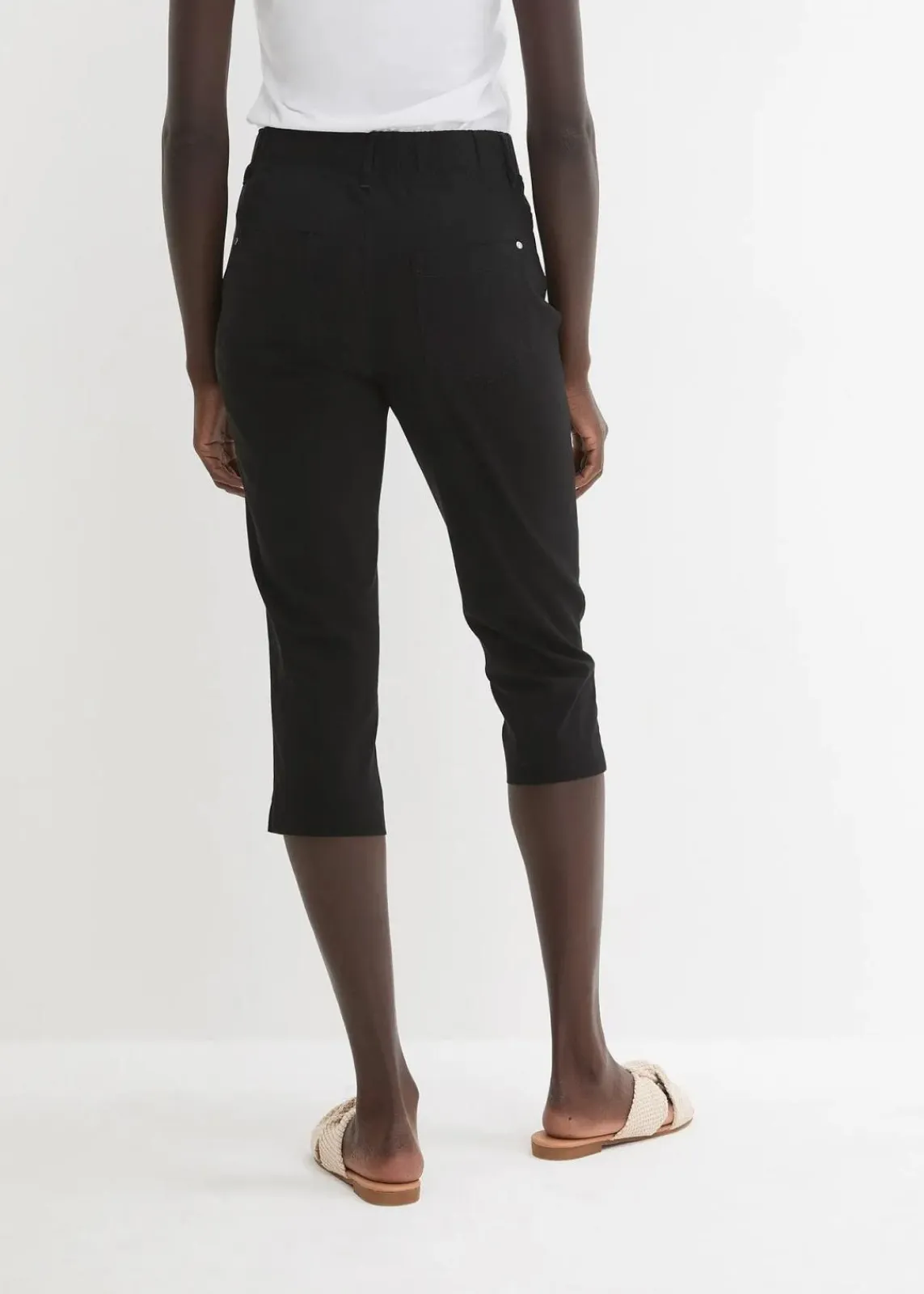 bonprix Hosen^Stretchcapri mit Schlupfbund schwarz