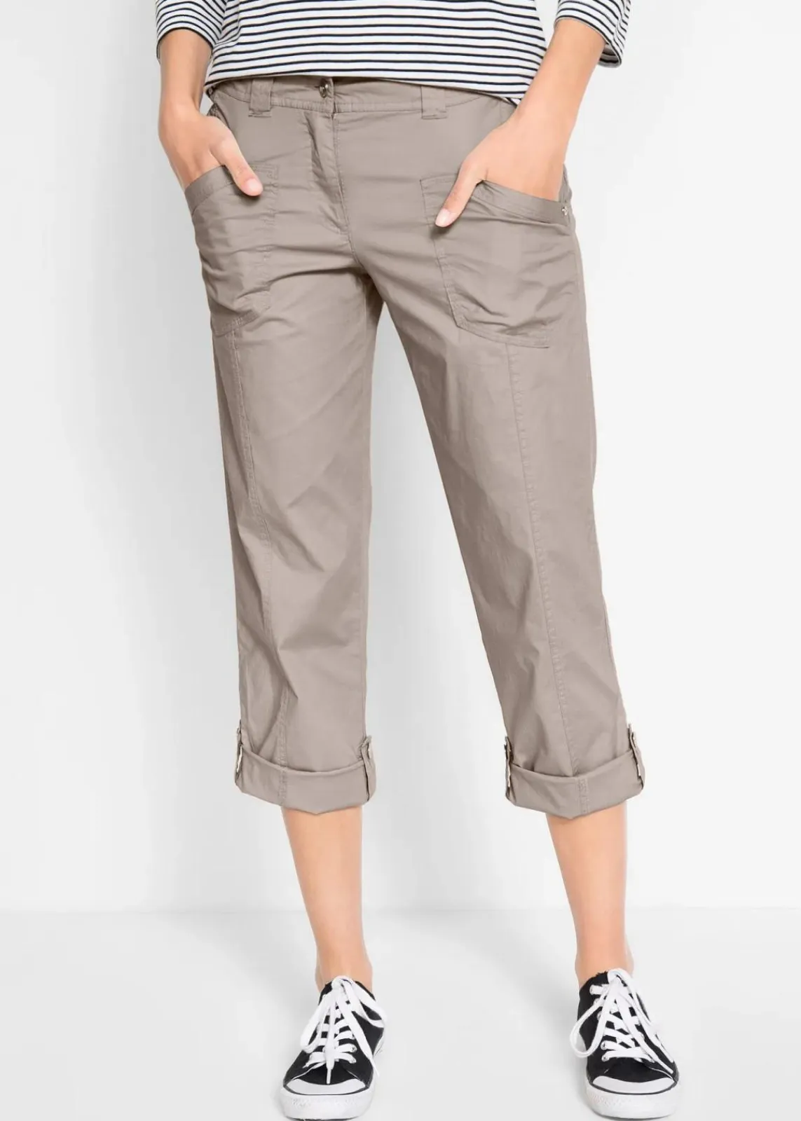 bonprix Bekleidung·Kleider|Hosen^Stretch-Cargo-Hose, 3/4-Länge naturstein