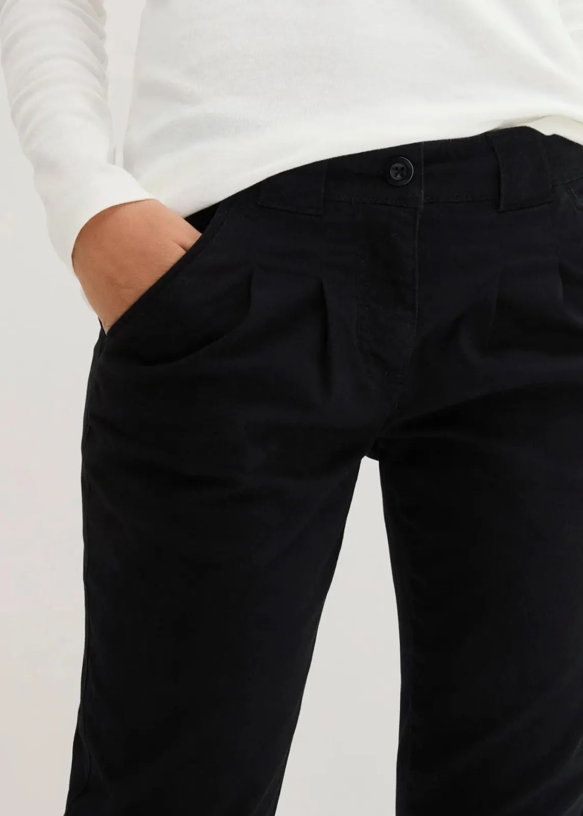 bonprix Kurzgrößen|Hosen^Stretch-Chinohose schwarz