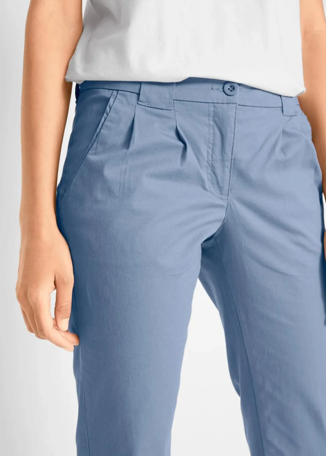 bonprix Kurzgrößen|Hosen^Stretch-Chinohose mattblau