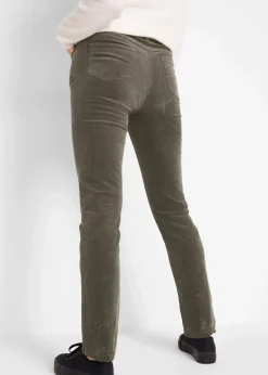 bonprix Hosen|Bekleidung·Kleider^Stretch-Cordhose, Straight dunkeloliv