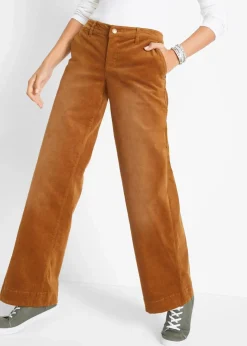 bonprix Hosen|Bekleidung·Kleider^Stretch-Cordhose, Wide cognac braun used