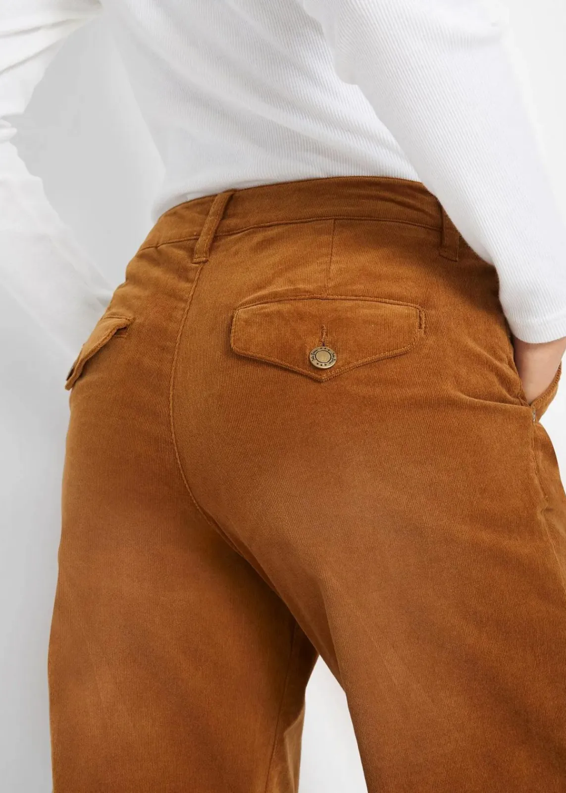 bonprix Hosen|Bekleidung·Kleider^Stretch-Cordhose, Wide cognac braun used