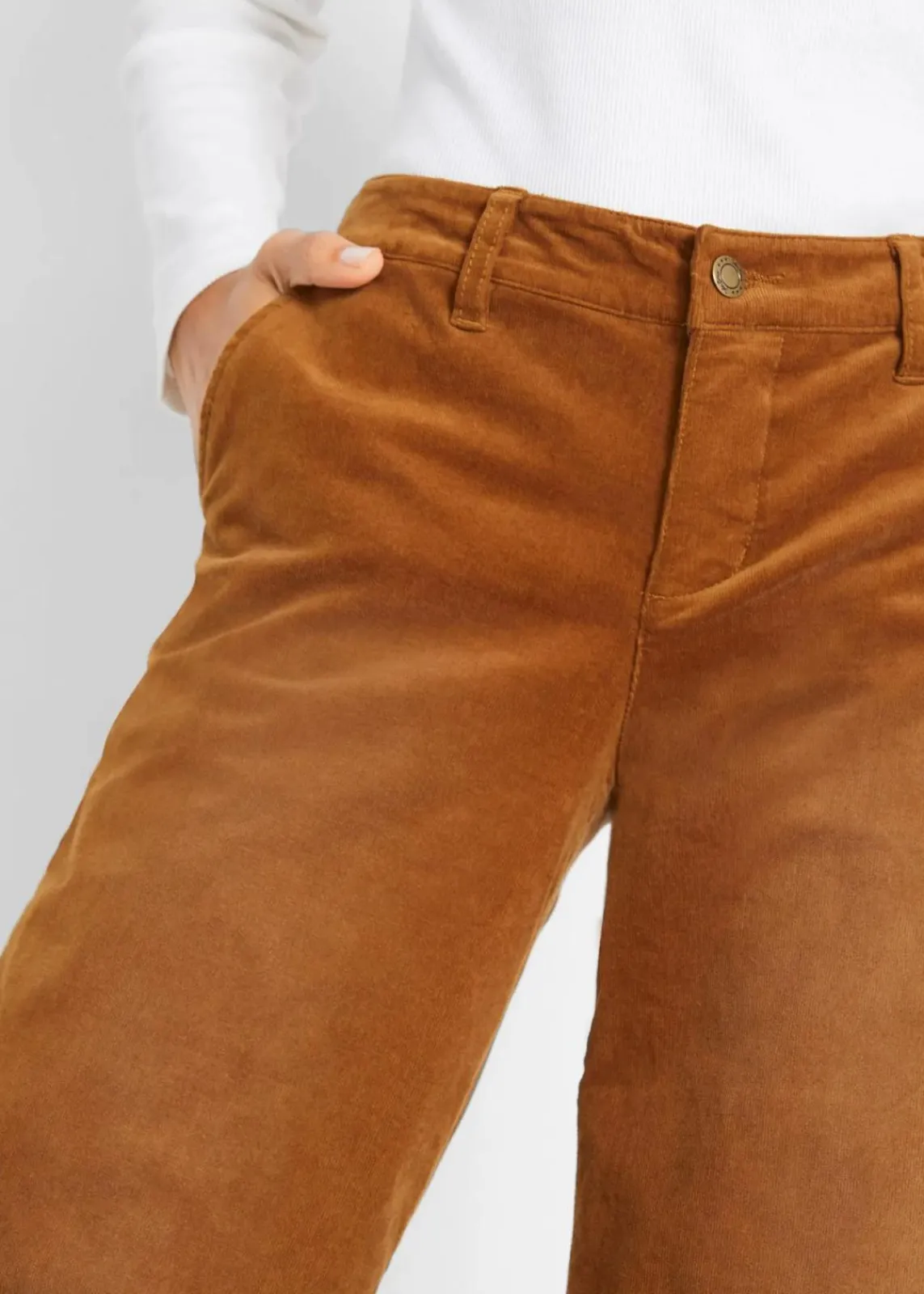 bonprix Hosen|Bekleidung·Kleider^Stretch-Cordhose, Wide cognac braun used