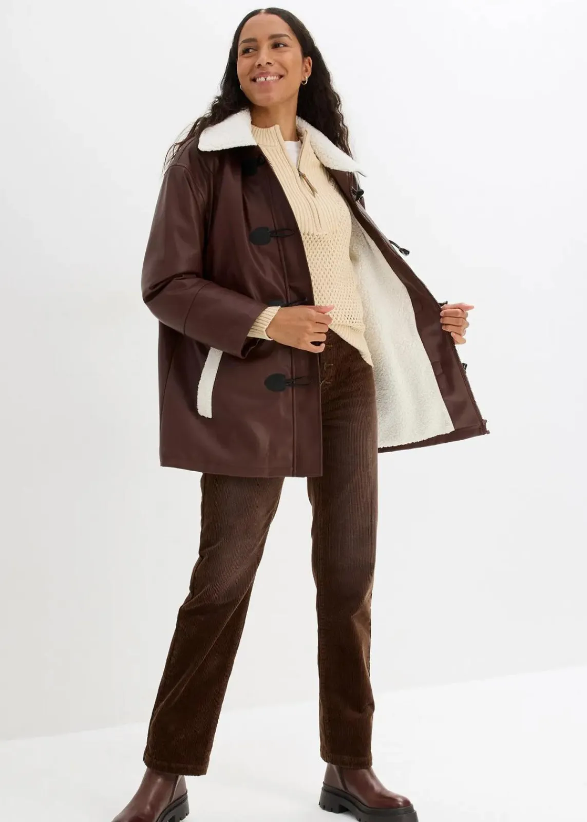 bonprix Bekleidung·Kleider^Stretch-Cordhose, Wide braun