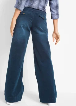 bonprix Hosen|Bekleidung·Kleider^Stretch-Cordhose, Wide dunkelblau used