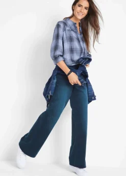 bonprix Hosen|Bekleidung·Kleider^Stretch-Cordhose, Wide dunkelblau used