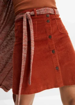 bonprix Röcke|Bekleidung·Sportbekleidung^Stretch-Cordrock mit Knopfleiste rostbraun