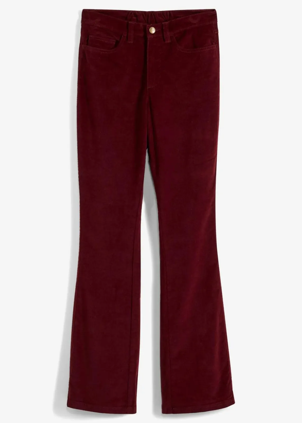 bonprix Hosen|Bekleidung·Kleider^Stretch-Cord-Schlaghose mit High-Waist-Bequembund ahornrot