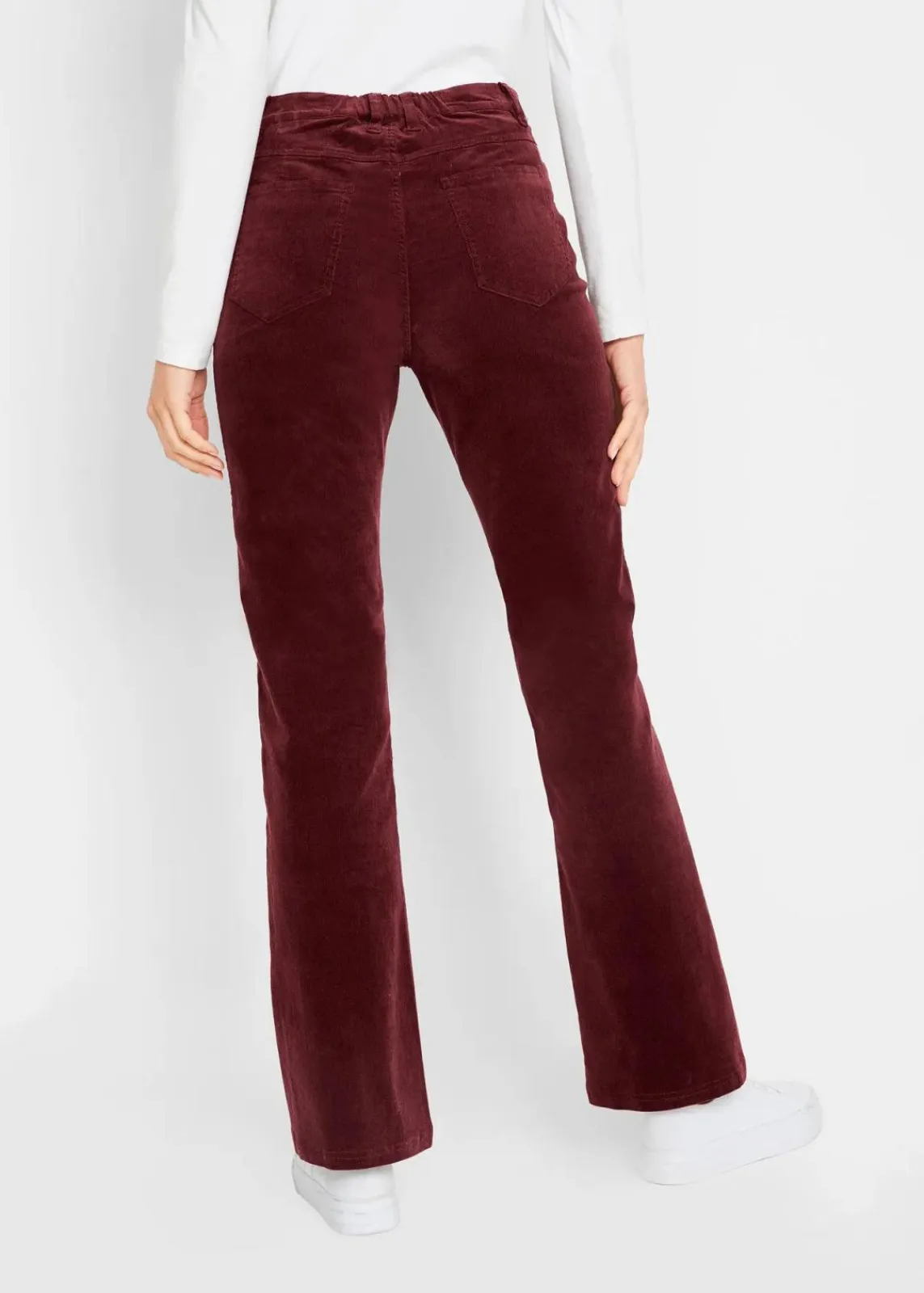 bonprix Hosen|Bekleidung·Kleider^Stretch-Cord-Schlaghose mit High-Waist-Bequembund ahornrot