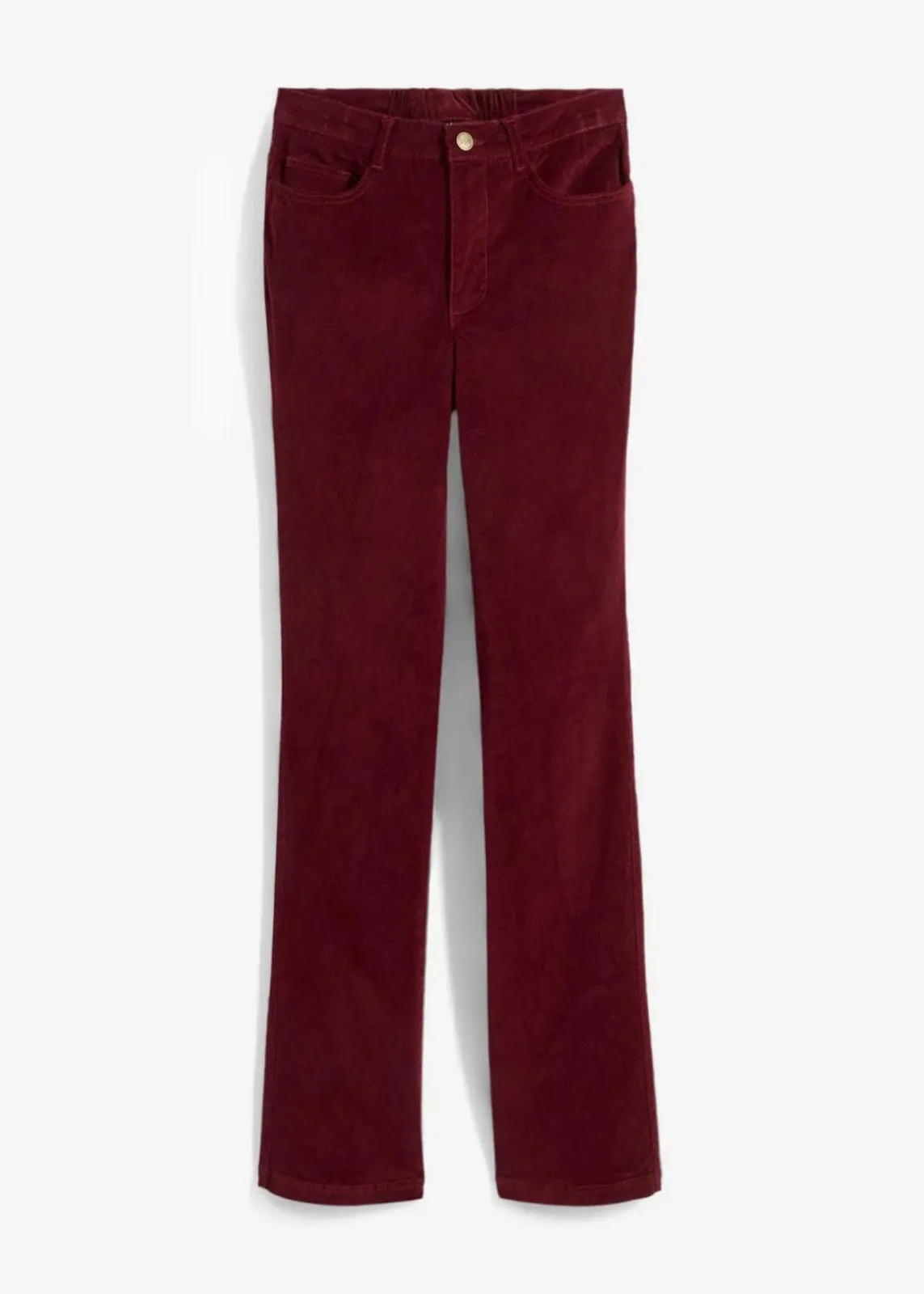 bonprix Hosen|Bekleidung·Kleider^Stretch-Cord-Schlaghose mit High-Waist-Bequembund dunkelbeere
