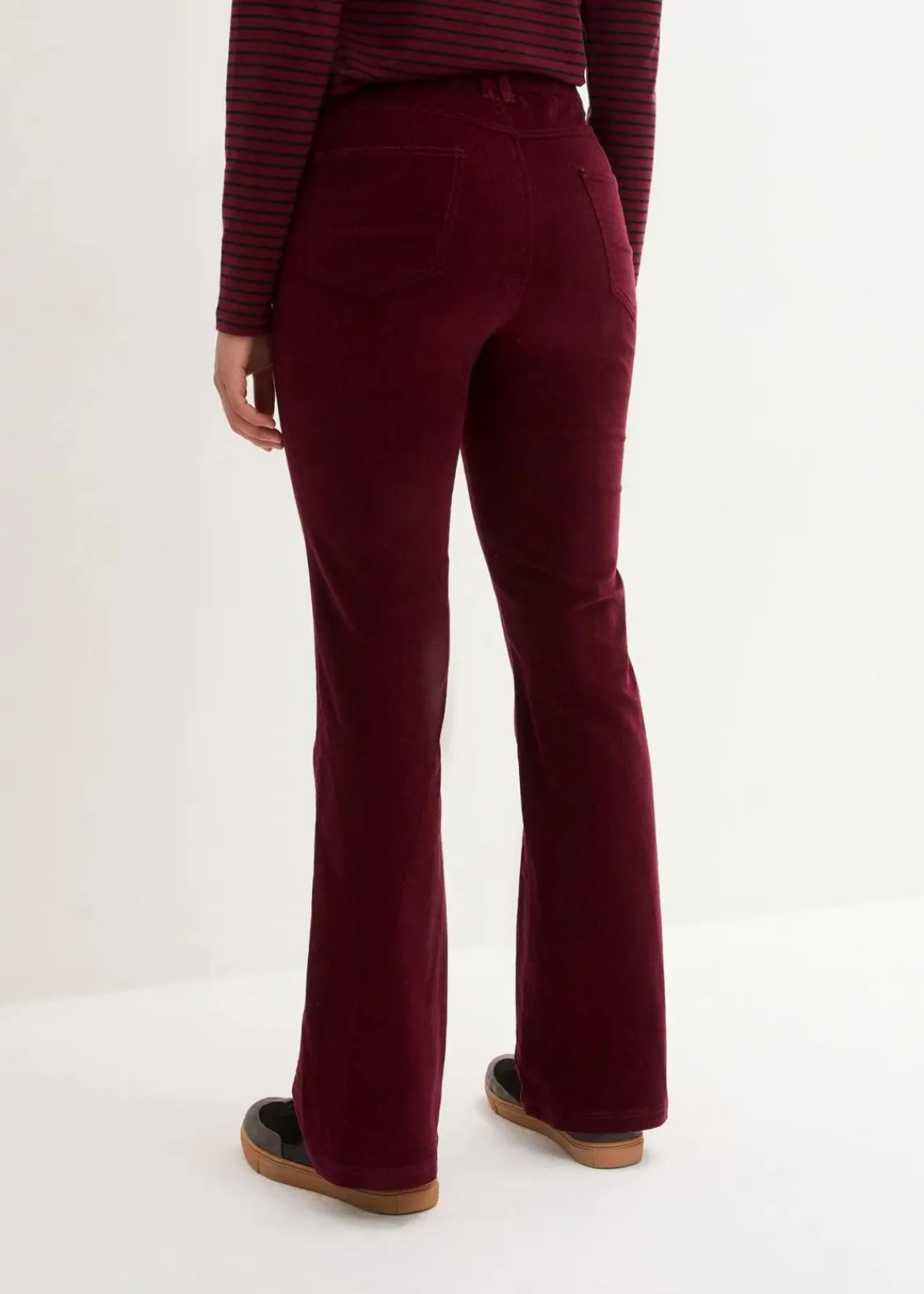 bonprix Hosen|Bekleidung·Kleider^Stretch-Cord-Schlaghose mit High-Waist-Bequembund dunkelbeere