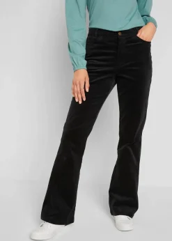 bonprix Bekleidung·Kleider|Hosen^Stretch-Cord-Schlaghose mit High-Waist-Bequembund schwarz