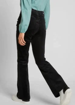 bonprix Bekleidung·Kleider|Hosen^Stretch-Cord-Schlaghose mit High-Waist-Bequembund schwarz