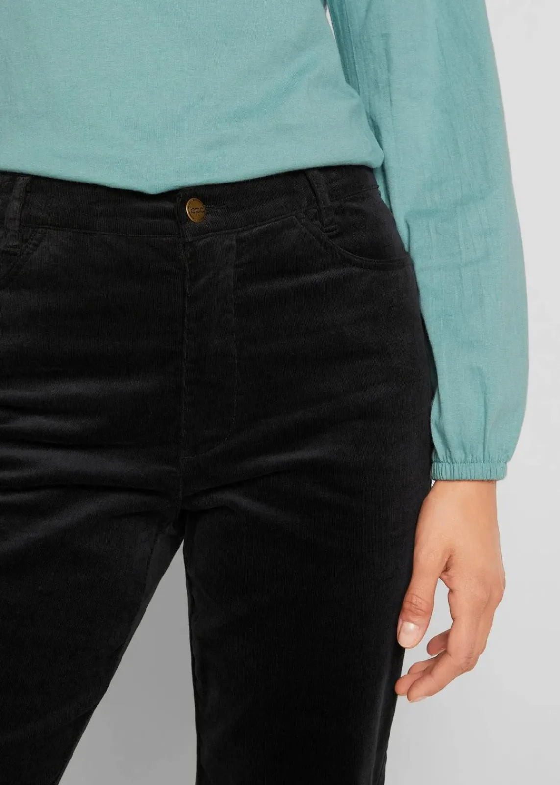 bonprix Bekleidung·Kleider|Hosen^Stretch-Cord-Schlaghose mit High-Waist-Bequembund schwarz