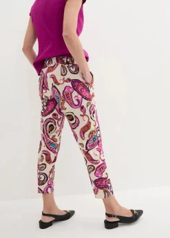 bonprix Bekleidung·Kleider|Hosen^7/8-Stretchhhose wollweiß/violettorchidee paisley
