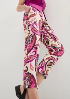 bonprix Bekleidung·Kleider|Hosen^7/8-Stretchhhose wollweiß/violettorchidee paisley