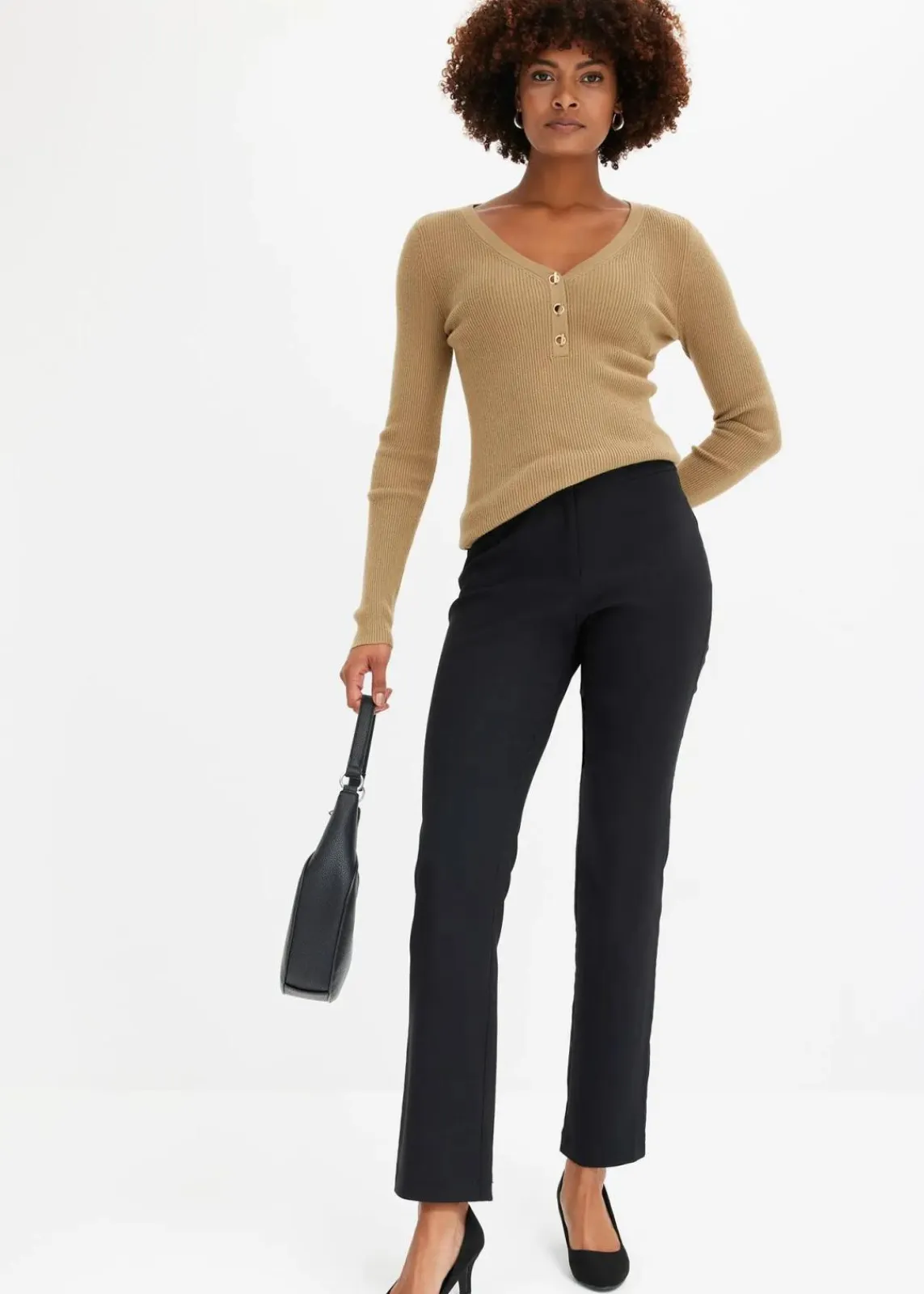 bonprix Hosen|Kurzgrößen^Stretch-Hose schwarz