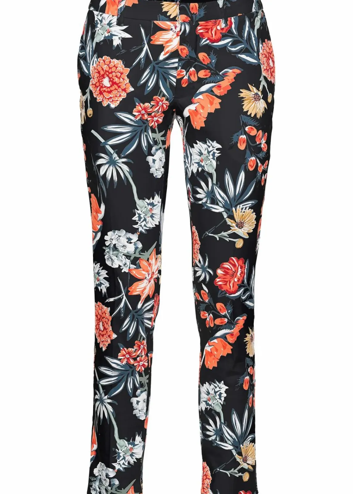 bonprix Hosen|Bekleidung·Kleider^7/8-Stretch-Hose schwarz geblümt