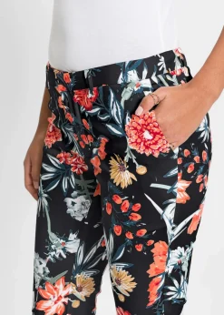 bonprix Hosen|Bekleidung·Kleider^7/8-Stretch-Hose schwarz geblümt