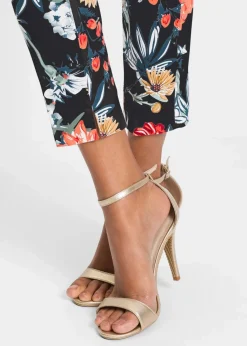 bonprix Hosen|Bekleidung·Kleider^7/8-Stretch-Hose schwarz geblümt